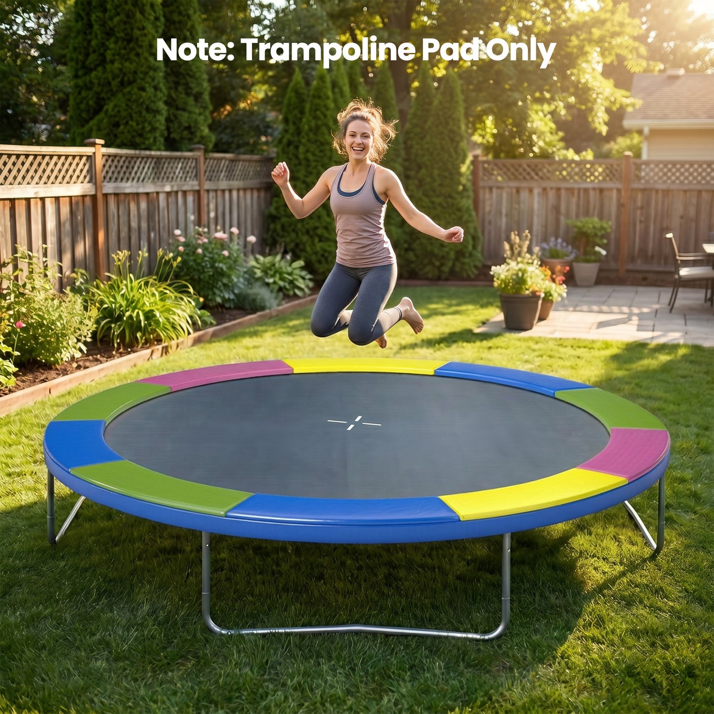 10FT Trampoline Spring Cover, Plastic Trampoline Pad Replacement with Elastic Cord, Waterproof