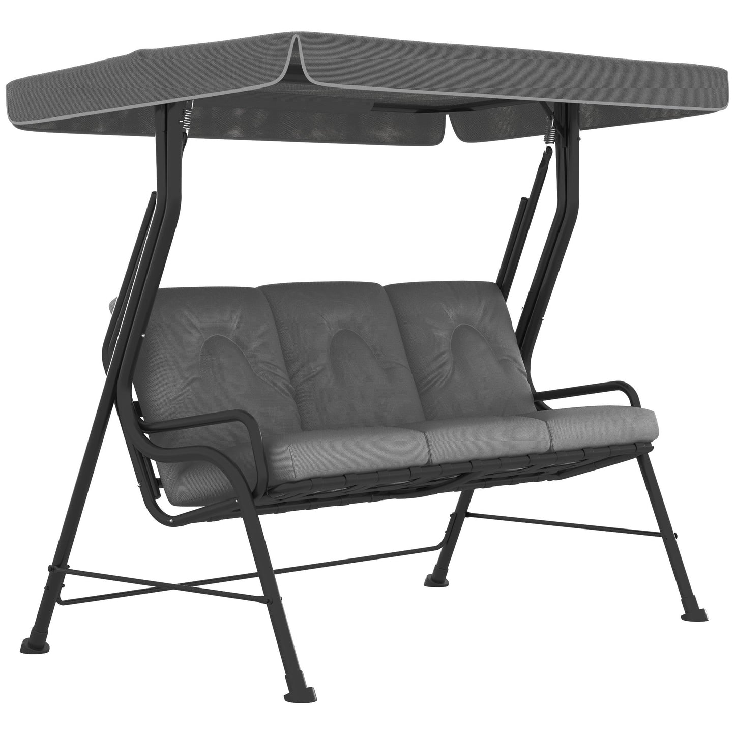 3-Seater Garden Swing Seat, Outdoor Swing Chair with Adjustable Waterproof Canopy, Light Grey
