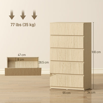 Chest of Drawers, 5-Drawer Storage Cabinets, Modern Dresser, Storage Drawer Unit for Bedroom
