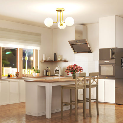 LED Ceiling Light with Globe Shades, Modern 3-Light Ceiling Light with G9 Sockets for Living Room, Bedroom, Dining Room
