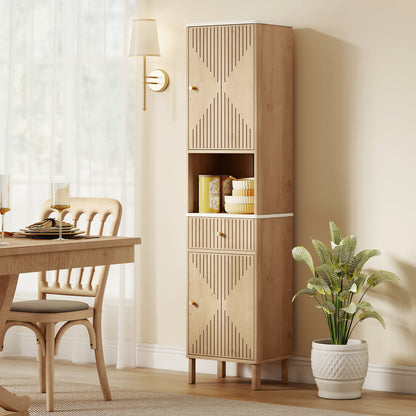 Slim Bathroom Cabinet with Silent Drawer Rail for Scandinavian, Japanese Styles - Wood-Effect