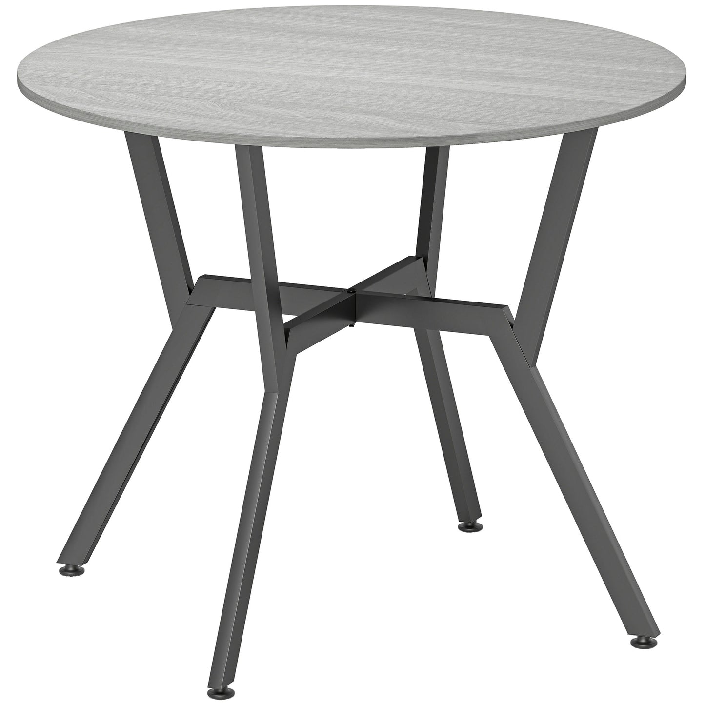 Dining Table, Round Kitchen Table with Black Legs, Anti-slip Foot Pads for Living Room, Dining Room 90 x 76 cm, Grey