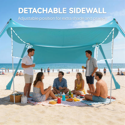 Beach Tent Event Shelter with Detachable Sidewall and Carry Bag, for Camping, Trips, Fishing, Picnics, Sky Blue