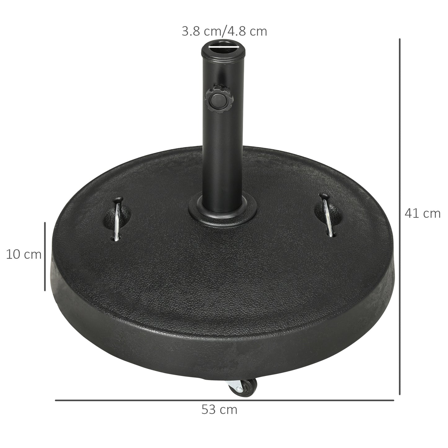 25kg Resin Garden Parasol Base with Wheels and Retractable Handles
