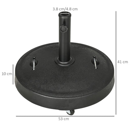25kg Resin Garden Parasol Base with Wheels and Retractable Handles