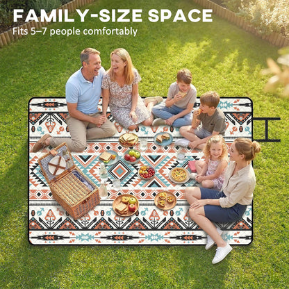 Picnic Blanket, 300x200CM Large Beach Blanket Outdoor Picnic Mat with Integrated Strap for Camping, Mix-Colour