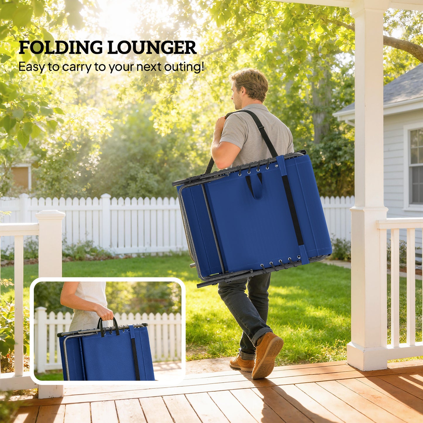 Five-Position Reclining Sun Loungers Set of 2 - Dark Blue