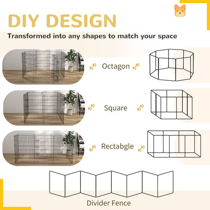 8 Panel DIY Dog Pen with Door, for Dogs, Small Animals, Indoor/Outdoor Use, 91cm High