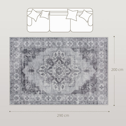 Vintage Area Rug, Non-Slip Washable Rug, Flannel Floor Carpet for Living Room, Bedroom, Dining Room, Home Office