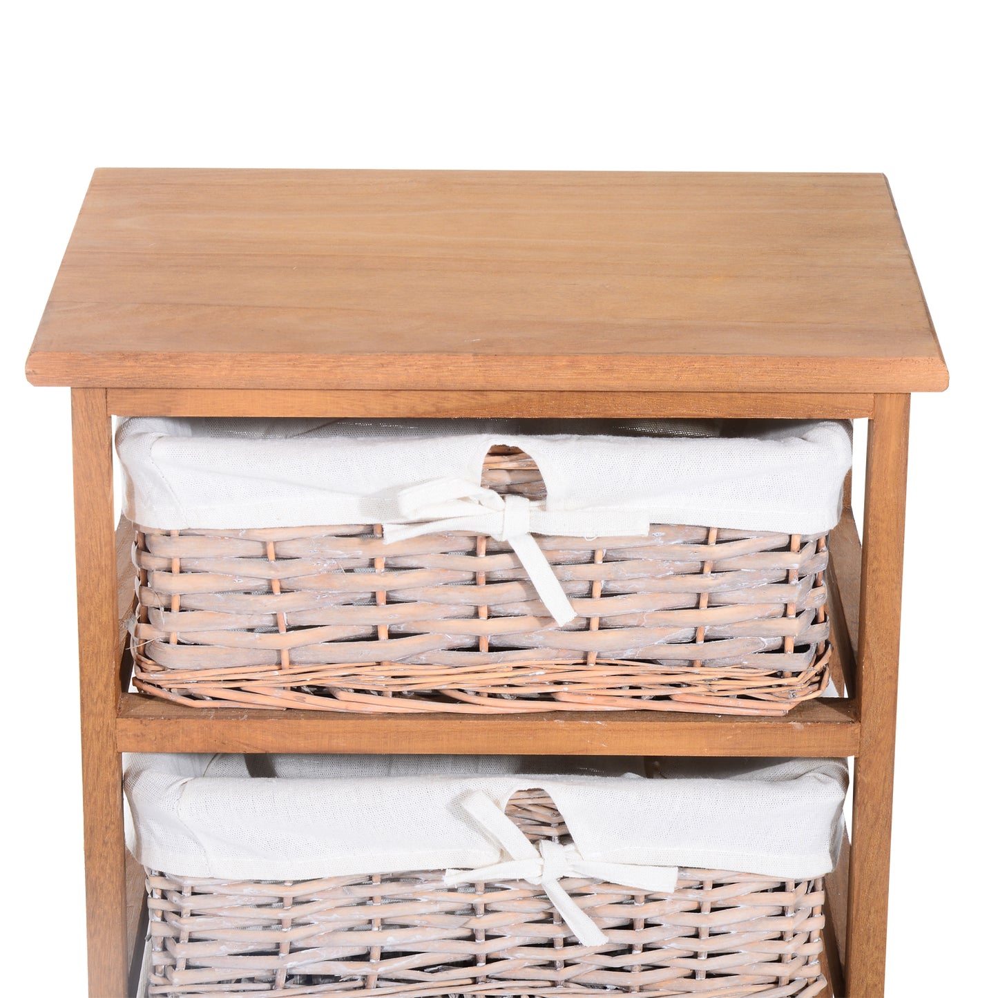 5 Drawer Dresser Wicker Basket Storage Shelf Unit Wooden Frame Home Organisation Cabinet Bedroom Office Furniture Natural Fin