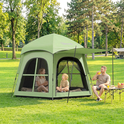 Pop Up Tent 3000mm Waterproof Instant Camping Tent 3-4 Person with 2 Doors 4 Windows Green