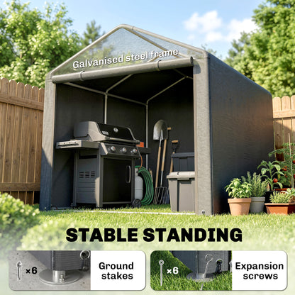 2.2 x 1.6 m Outdoor Storage Tent, with Accessories - Dark Grey