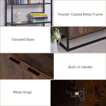 Industrial Bookshelf, Storage Shelf, Large Bookcase with 3 Open Shelves, Multifunctional Rack for Living Room, Office