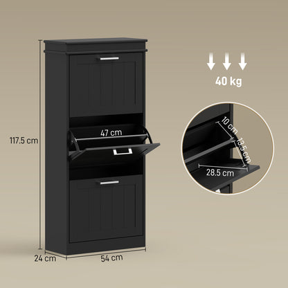 Three-Drawer Minimalistic Shoe Cabinet - Black