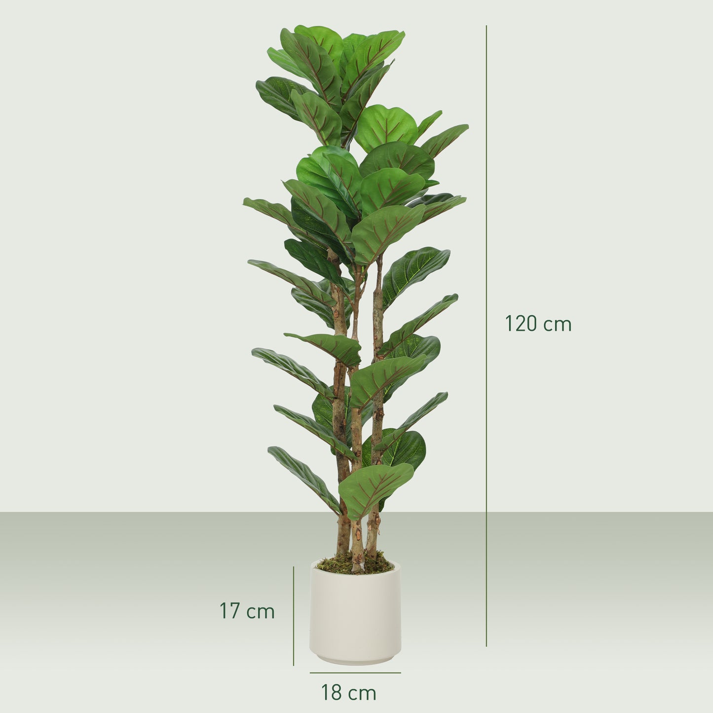 120cm Artificial Fiddle Leaf Fig Tree - Green