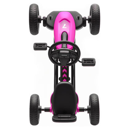 Pedal Go Kart for Kids 2-5 Years, with Silent EVA Wheels, Metal Frame, Pink