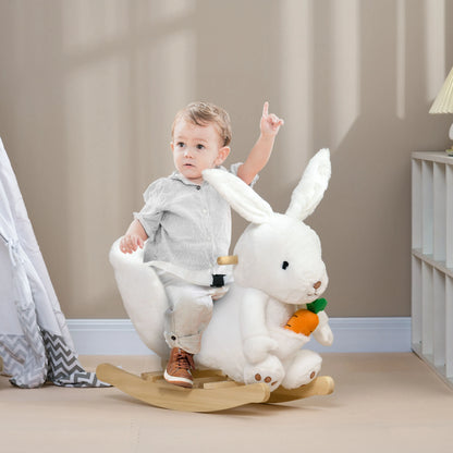 Kids Bunny Rabbit with Carrot, Bucket Seat and Safety Belt - White