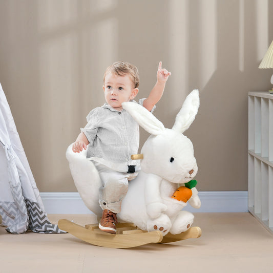 Kids Bunny Rabbit with Carrot, Bucket Seat and Safety Belt - White