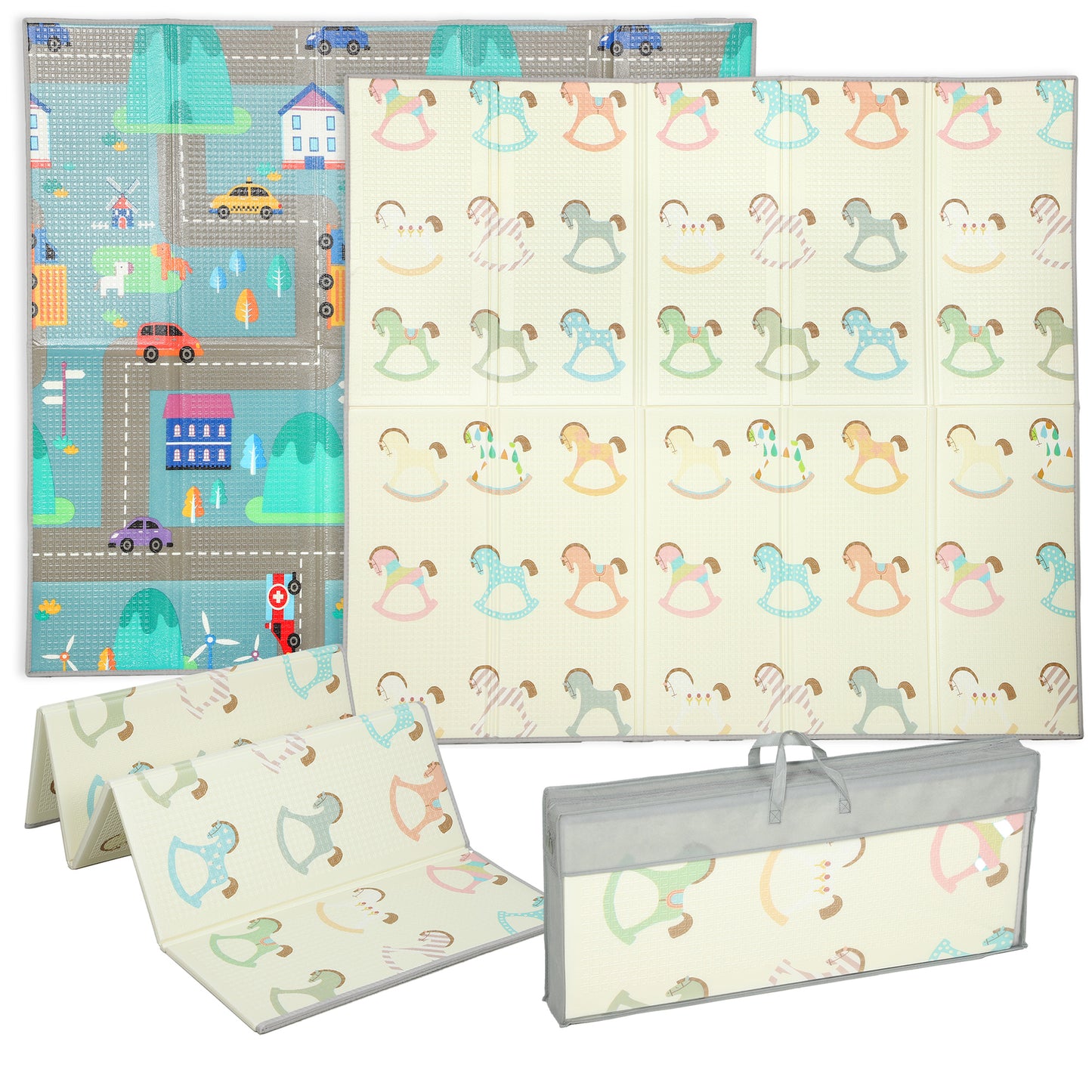 Foldable Double-Sided Baby Play Mat, for Toddlers, Bedrooms, Nurseries, Playrooms