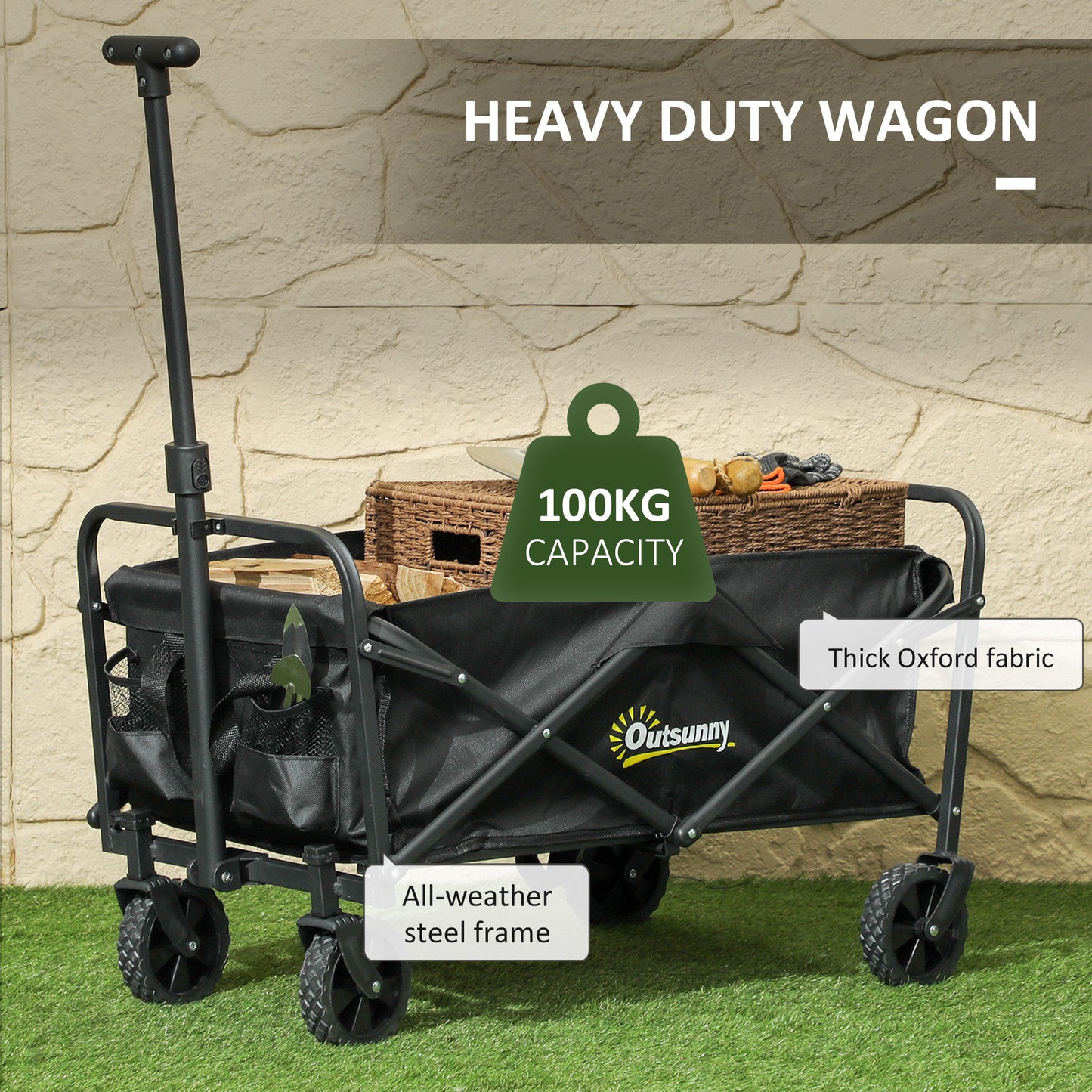 93L Festival Trolley on Wheels, Garden Folding Trolley Cart