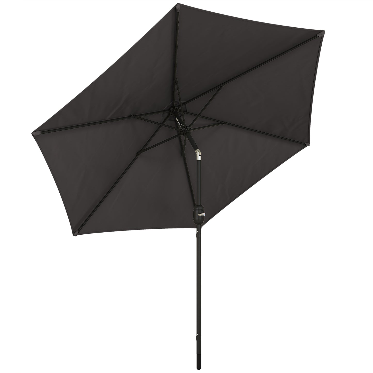 2.6 m Garden Parasol Umbrella with Aluminium Pole, Outdoor Patio Umbrella with Tilt and Crank, Vent, Black