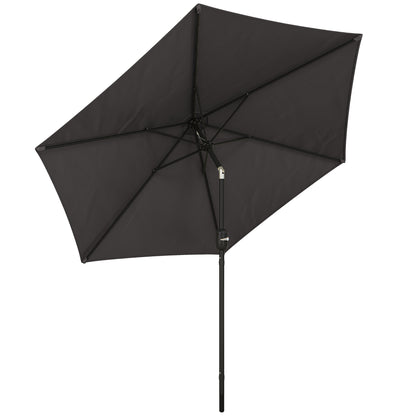 2.6 m Garden Parasol Umbrella with Aluminium Pole, Outdoor Patio Umbrella with Tilt and Crank, Vent, Black