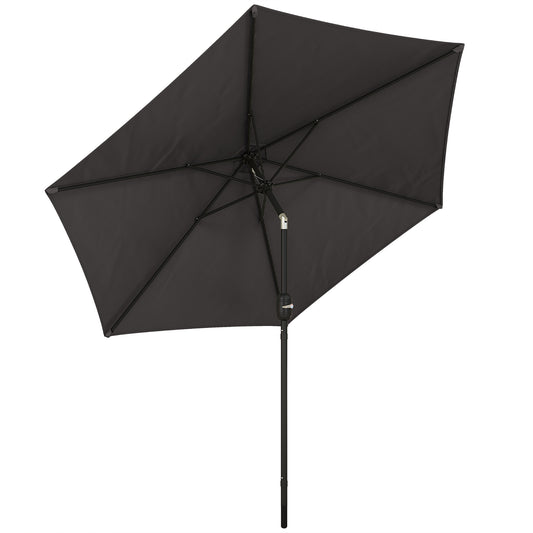 2.6 m Garden Parasol Umbrella with Aluminium Pole, Outdoor Patio Umbrella with Tilt and Crank, Vent, Black