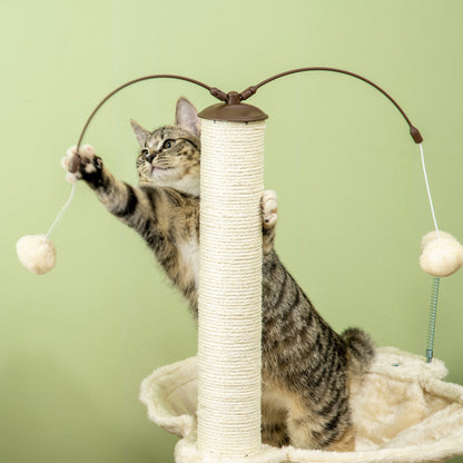 Cat Tree, with Scratching Posts, Hammock, Toy Ball - Beige