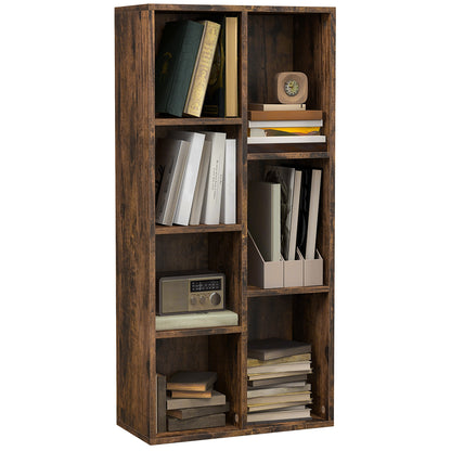 Seven-Cube Bookcase - Rustic Brown Wood Effect