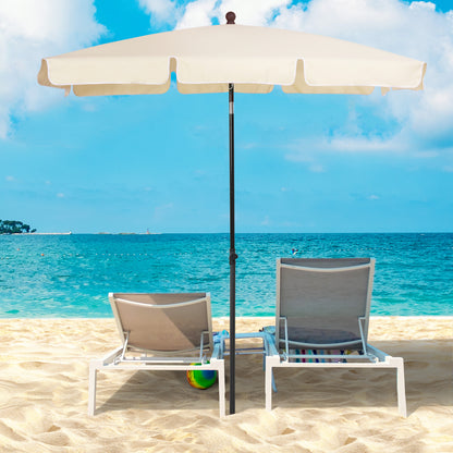 Garden Parasol Umbrella, Outdoor Market Table Umbrella with Ruffles & Aluminium Pole