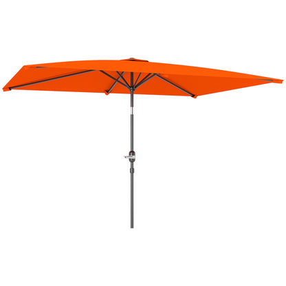3x2m Garden Parasol Umbrella with Aluminium Pole, Tilt and Crank, Rectangular Outdoor Table Parasol Sun Shade for Patio