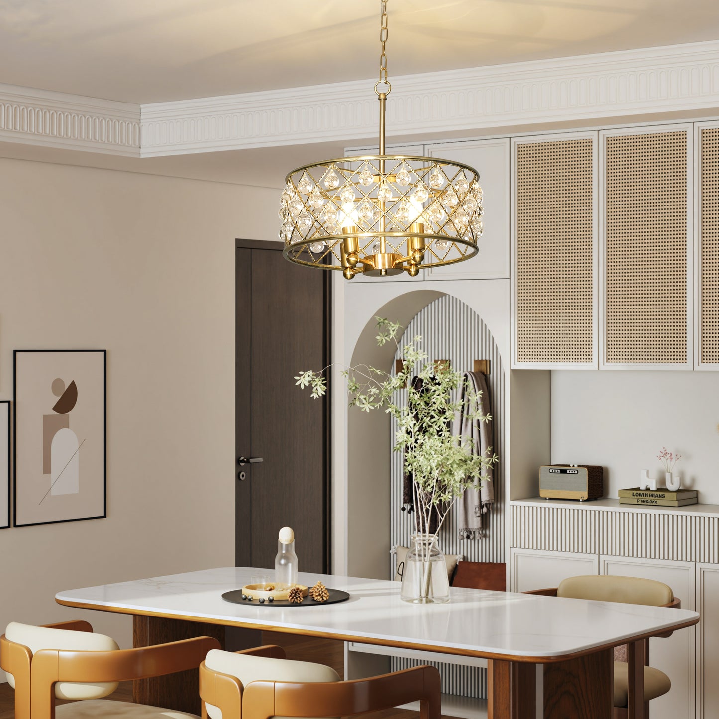 51 Crystallite Four-Bulb Chandelier - Gold-Tone