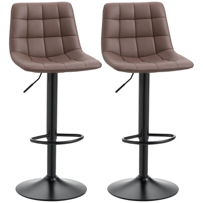 Adjustable Bar Stools Set of 2, Swivel PU Leather Upholstered Barstools with Tufted Seat and Back