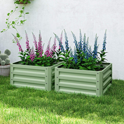 Set of Two 60 x 60cm Steel Planter Boxes - Light Green
