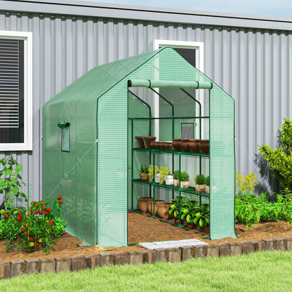 Walk-in Greenhouse with 3 Tier 12 Shelves, Small Greenhouse with Reinforced PE Cover