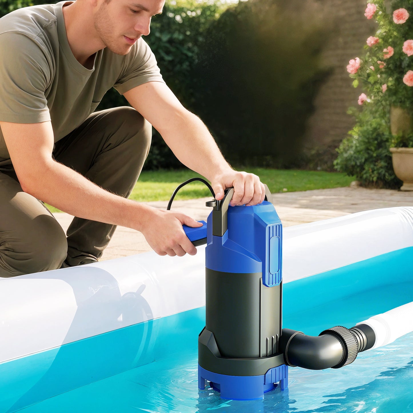 750W Submersible Water Pump for Dirty/Clean Water, 20000L/H Electric Sump Pump with Float Switch
