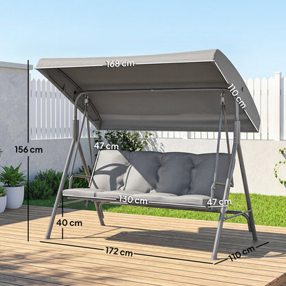 Three-Seater Garden Swing Seat - Dark Grey