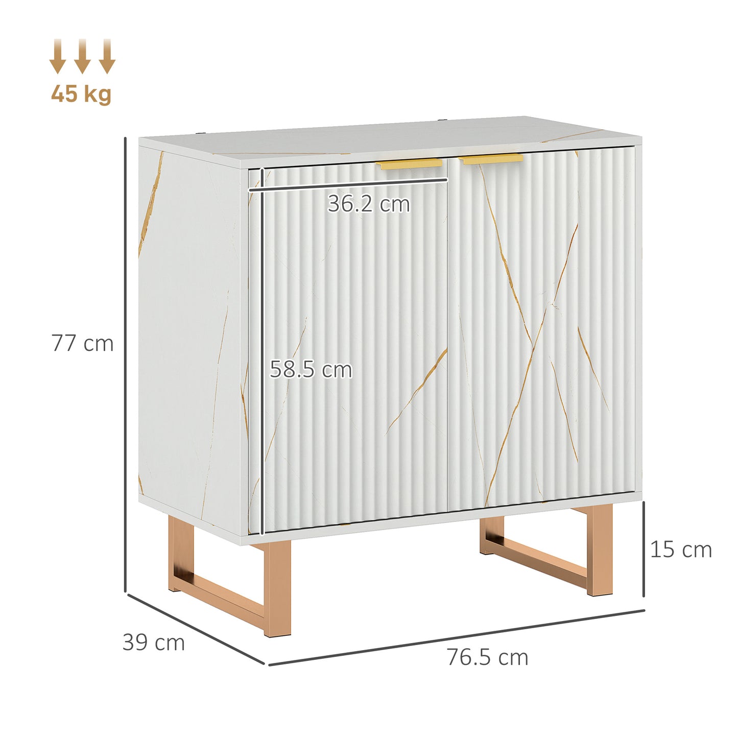 Elegant Storage Sideboard - White/Gold-Tone
