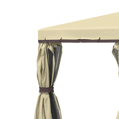 3 x 3(m) Patio Gazebo Canopy Garden Pavilion Tent Shelter with 2 Tier Water Repellent Roof, Mosquito Netting and Curtains