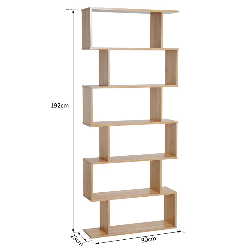 Wooden S Shape Storage Shelf / Bookcase Shelving - Brown