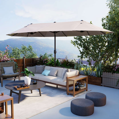 4.6m Double-Sided Patio Parasol Sun Umbrella-Tan