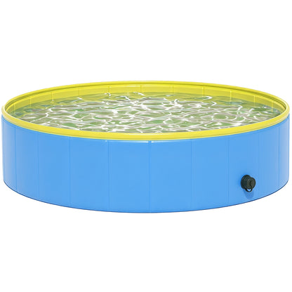 Foldable Dog Pool for Puppies and Ducks Dog Paddling Pool Bath Tub, Blue, 120 x 30cm