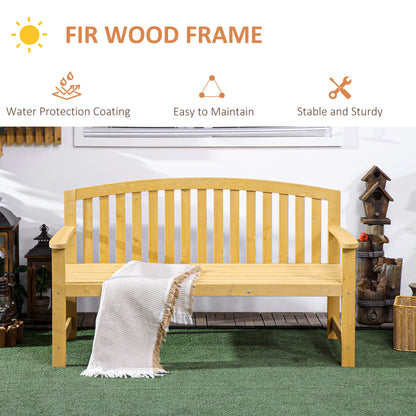 2 Seater Wooden Garden Bench with Armrest, Outdoor Furniture Chair for Park, Balcony, Orange