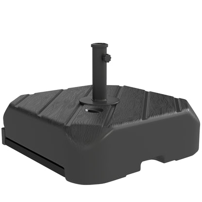 Garden Parasol Base with Wheels, Telescopic Handle, 72 kg /45 kg Fillable Sun Umbrella Base Parasol Stand, Black