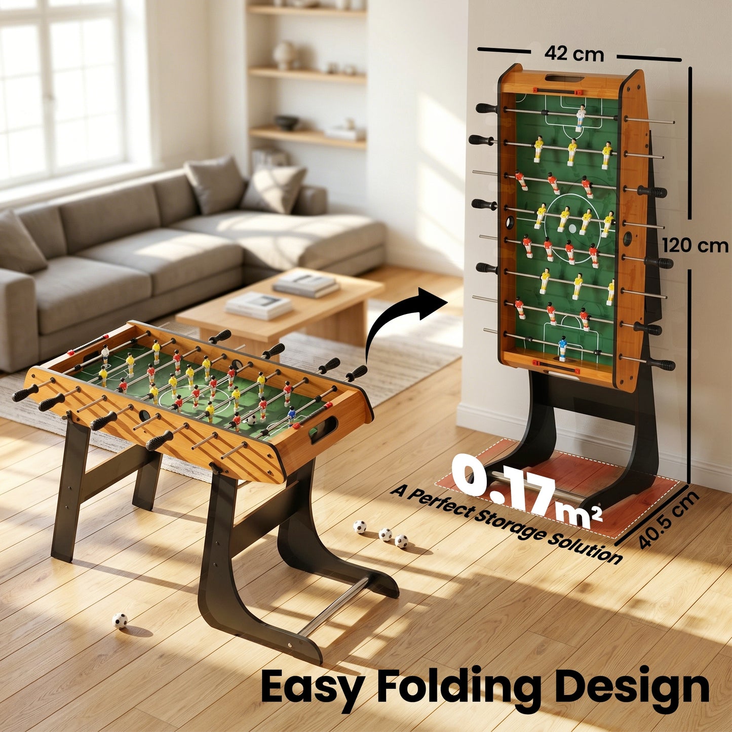 Folding Football Gaming Table Mini Foosball Soccer Table for Family Fun Indoor Play Sports
