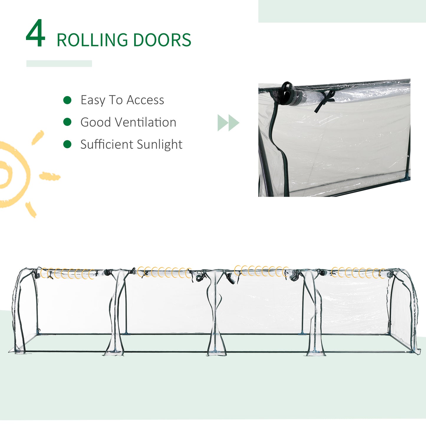395 x 100 cm Low Tunnel Greenhouse - Clear