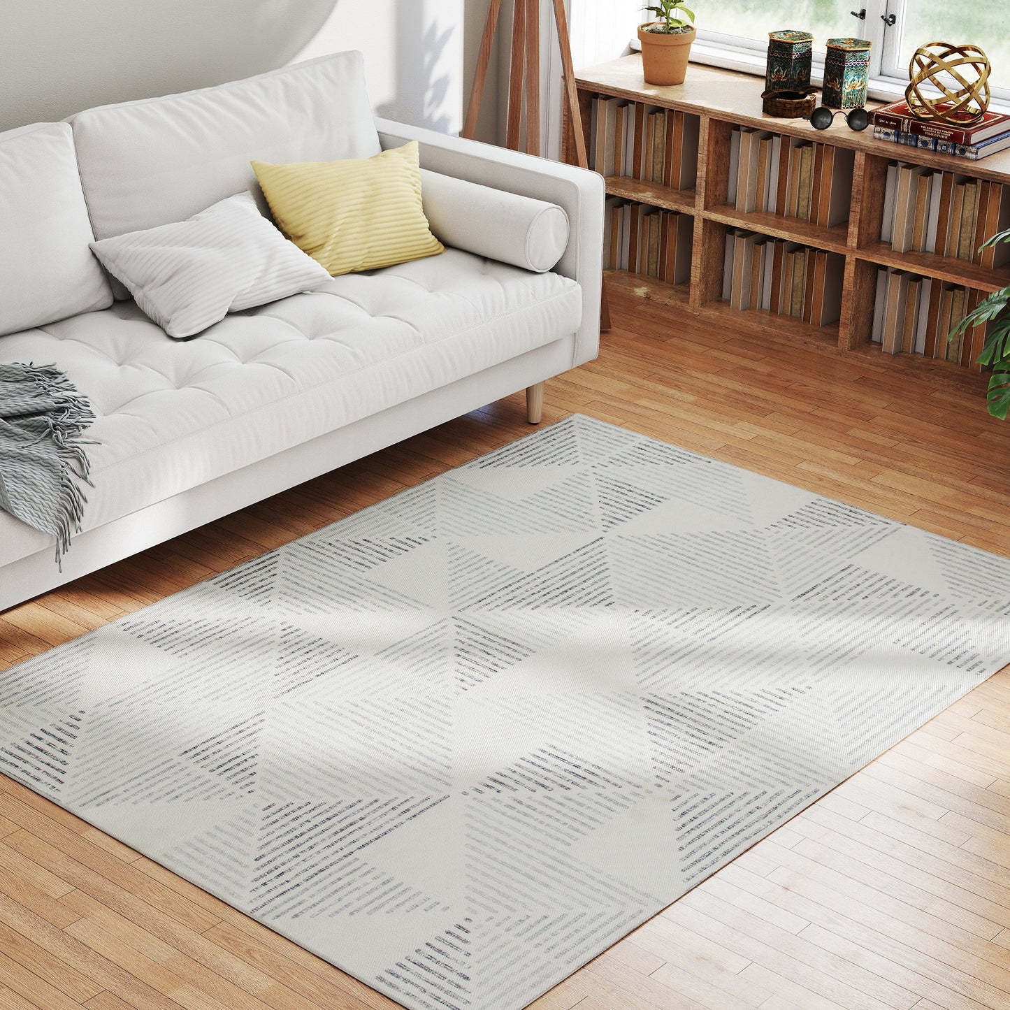 Modern Area Rug, Geometric Pattern Non-Slip Washable Rug, Soft Floor Carpet for Living Room, Bedroom, Dining Room