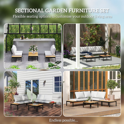 Four-Piece Garden Corner Sofa Set with 2 Loveseats and 2 Coffee Tables - Teak