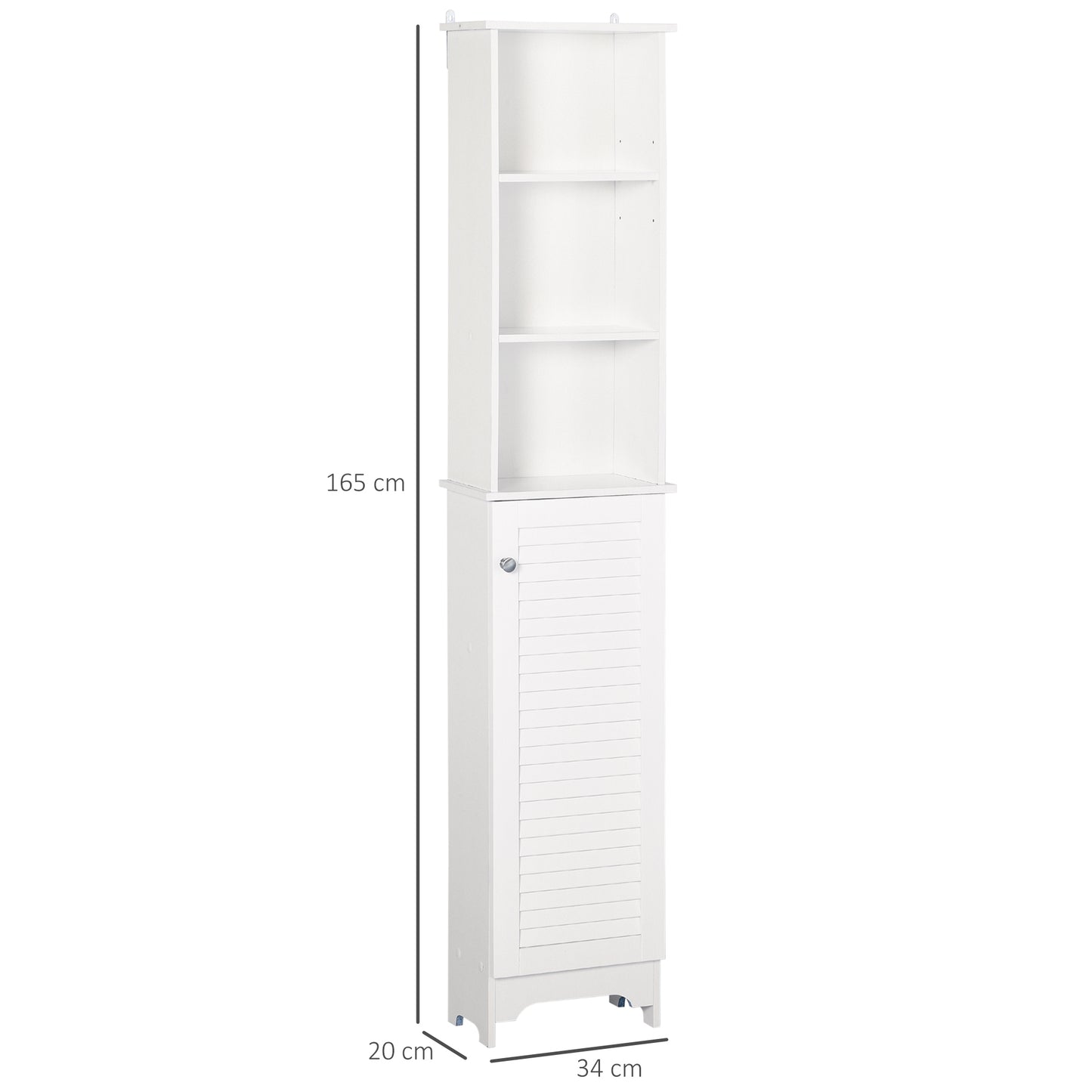 Tall Bathroom Cabinet, Freestanding Slim Bathroom Storage Unit with Adjustable Shelves and Shutter Door