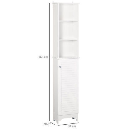 Tall Bathroom Cabinet, Freestanding Slim Bathroom Storage Unit with Adjustable Shelves and Shutter Door